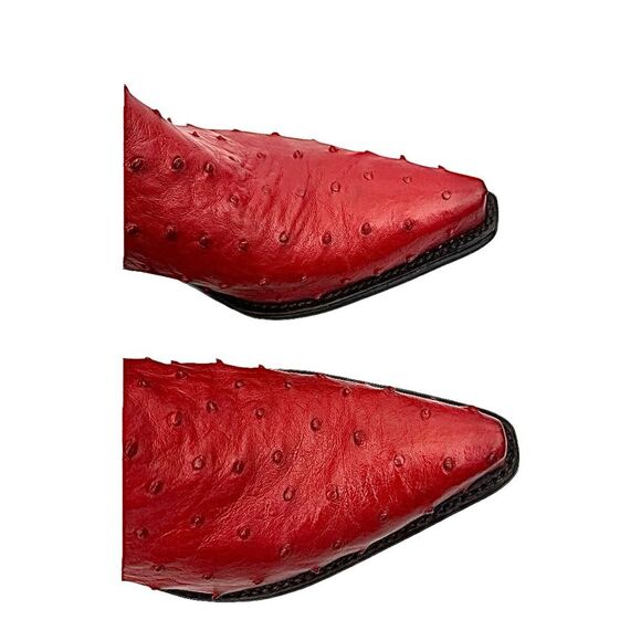 Justin Women’s Red & Black Ostrich Leather Cowboy Boots Size 10 Western Cowgirl - Picture 7 of 11